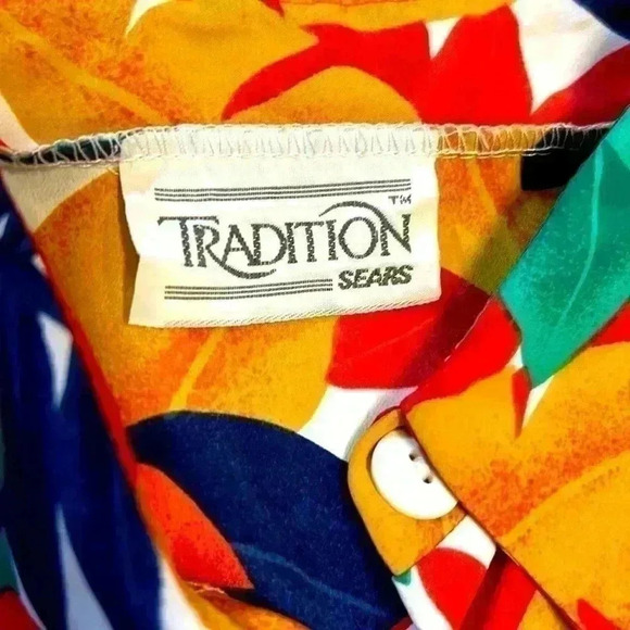 Vintage Hawaiian Shirt Blouse Short Sleeve Button Floral Vacation Women's Travel - Picture 8 of 9